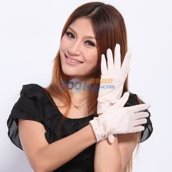 伊点饰品 ELENA DIVIES 新款 时尚蕾丝拼接迷你蝴蝶结缀饰女款手套 062100004 粉红色 M
