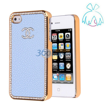 萝莉（LOLI）iphone4外壳-真皮钻框之名品系列小C款　蓝色