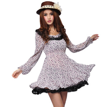 Bessie2012雅致碎花雪纺连衣裙BS12SD177 粉红 XL(175/92A)
