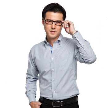 红豆hodo长袖衬衫 新品商务男士长袖衬衫ECW4042 蓝色 43