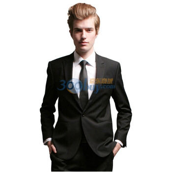 【V3 MAN】一粒扣戗驳领修身男士单件西服3005黑色 185/100A（54）