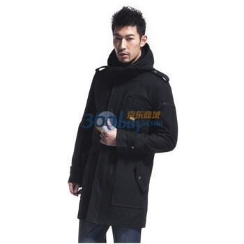 圣迪奥sdeerhe 男装 冬 休闲学院假两件羊毛呢大衣黑1471866 黑色 XXL