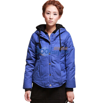 久拉拉JIULALA 2011冬装新款 女 毛线帽 短款 棉衣 棉服 棉袄 J104M072 宝蓝色 XL