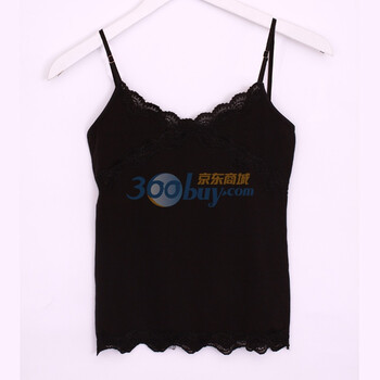 madina女修身百搭性感舒适打底小吊带衫小背心外加三角内裤套装G08014 黑色 均码