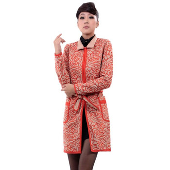 AIYOR/爱约 2011新款冬季女装 盘花腰节系带 气质长款大衣1339 杏色 XL