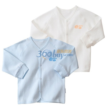 贝贝怡（bornbay） 2J306 宝宝服 前开扣内衣套装 婴儿童装内衣2件组合装 米白和淡蓝 100码