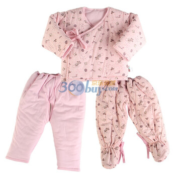 童泰 婴儿服装套装冬季棉袄婴儿服装宝宝衣服三件套 F2119 粉色 66码