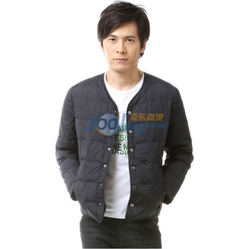 雅鹿 男 羽绒长袖内恤 羽绒服 ^@^LD00010 黑藏青 4XL