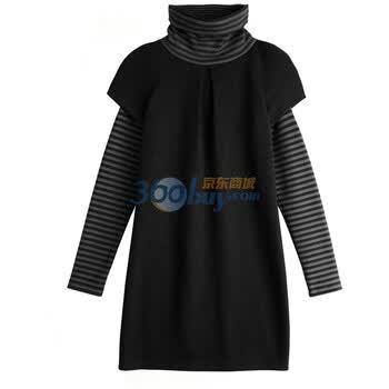 O.SA 秋冬新品堆堆领 长袖连衣裙SL11029 黑色 XXL