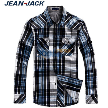 简杰克JEANJACK2011秋装新款男士休闲纯棉长袖衬衫V2038 宝蓝色 XXL