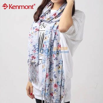 kenmont凯蒙特围巾 小碎花围巾 田园风 新品 针织围巾KM-1861 蓝色