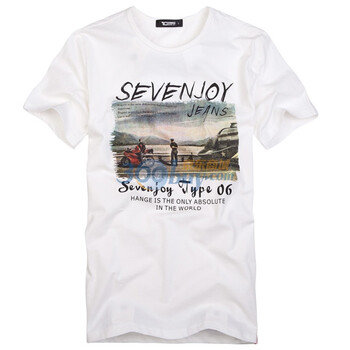 SEVENJOY柒加尚品 春装新款 男士韩版修身短袖T恤 机车型男 22TX19Y 白色 XXL