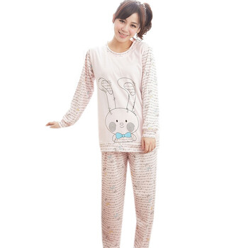 好家猫 春季新款萌系小兔兔圆领套装棉质睡衣882-1 肉色 XXL