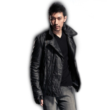 圣迪奥sdeerhe 男装 冬 酷黑机车短款棉服 黑1472395 黑色 XXL