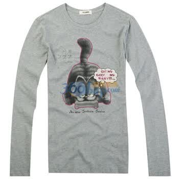 零号男 卡通印花长袖T恤BFA0016 灰色01 XXL
