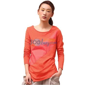 茵曼 INMAN 2012春装新款不对称领拼色中长款纯棉T恤女 821021038 红色 xxl