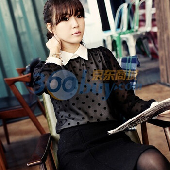 时尚起义 冬装韩国进口波点配色衬衫 女568881 黑色 one