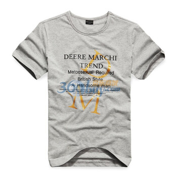 DEERE MARCHI迪尔马奇 2012新品复古巴比伦字母男士休闲短袖T恤DM1122 灰色 XXXL