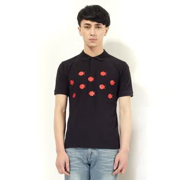 唐狮正品男短袖印花POLO衫112211026412 黑色 XL