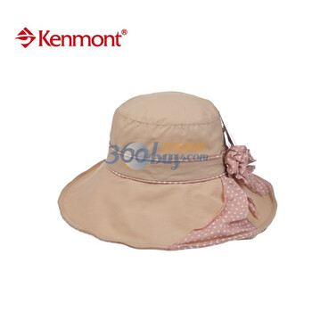 凯蒙特kenmont帽子 春夏女士帽子 防紫外线遮阳帽子 夏天防晒 波点花朵KM-0405 驼色 58