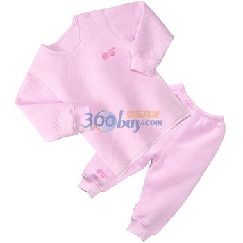 贝贝怡（bornbay）BB106-107宝宝服 前开扣上衣两用档裤子 婴儿童装内衣套装 淡粉 90码