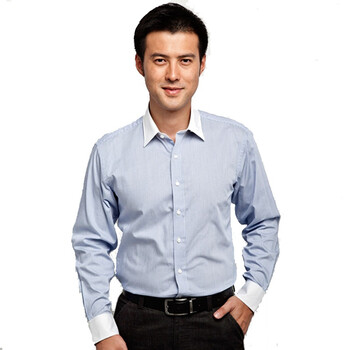 红豆hodo 长袖衬衫 新品男士纯棉商务长袖衬衫ECW4162 蓝色 43