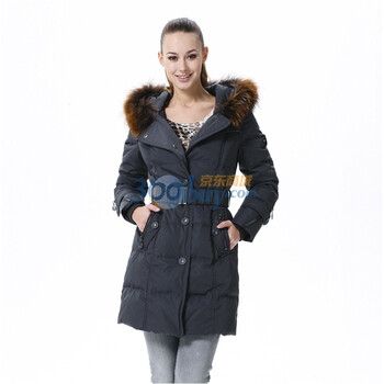 波司登 2011新款 羽绒服 女 单排扣修身风衣领中长款 BR2332 灰色 185/104A(XXXL)