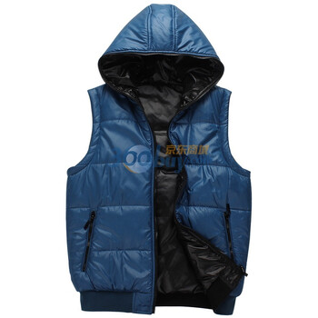零号男 双面可穿休闲连帽马夹 BEF0008 04 08 蓝色 XL