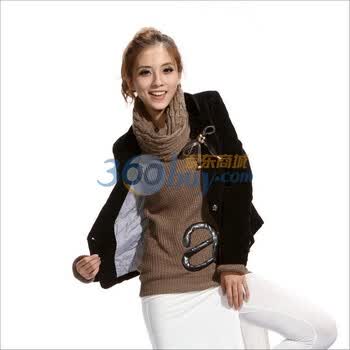 独辫子灯芯绒一粒扣女式休闲西装外套 黑色AD50810 黑色 L