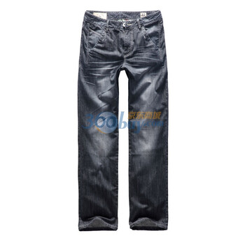 七匹狼SWJEANS男装 休闲褶皱纯棉 牛仔长裤 171110403113 灰色 37