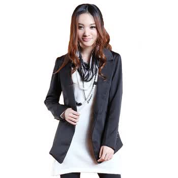 蒂娜莉莎(TINALISA)新款冬装女装OL通勤单排扣纯色小西装西服9149 黑色(00) XXL