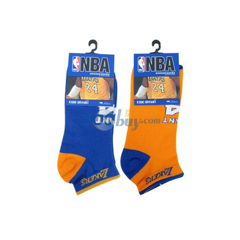 NBA精梳棉“湖人队24号”男士休闲袜F035-1杂色4双装 尺码26-28cm 均码