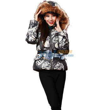 Botetang 波特唐 奢华毛领修身保暖羽绒服1276 黑色 XL