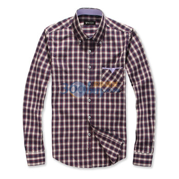 薪格仕品 衬衫 经典格纹时尚修身衬衫 JDXGYA058 紫色 XL