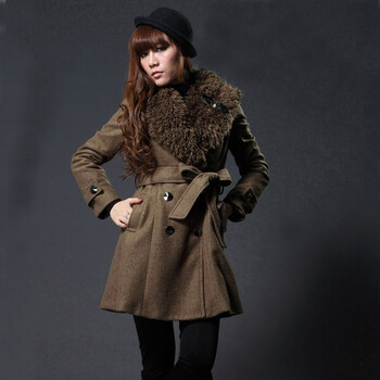 蜜西娅Missthea2012冬装新款双排扣大衣MW2176 军绿色 XL