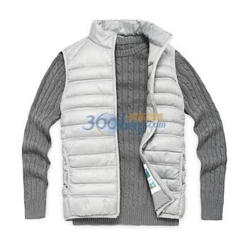 Justyle立领滚边马甲羽绒背心45113087 灰色 XXL