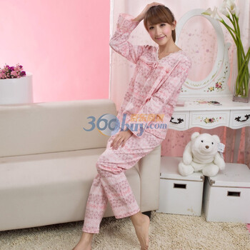 荻嘉茂 秋冬新款 时尚纯棉家居服套装 1419 虾红 XL
