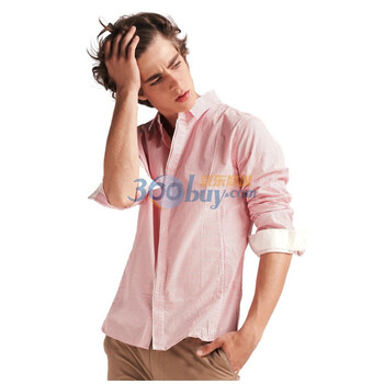 艾夫斯 男撞色六角星碎花衬衫21111110010 红色 XL