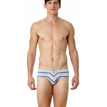 Jockey居可衣 2012春夏新品 男式条纹棉莫代尔三角裤 JJ11121815 617蓝灰色织条 XXL