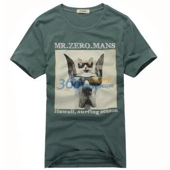 零号男 搞怪猫狗阳光休闲潮Tee BFB0314 绿色 XXL