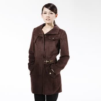 蒂娜莉莎 秋冬新品羊毛大衣 长款休闲羊毛呢外套呢大衣5427 咖啡(67) M
