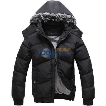 莱斯玛特lesmart 男 戴帽羽绒服 长袖 90%白鸭绒 修身休闲外套MDYR090101 黑色 XXL