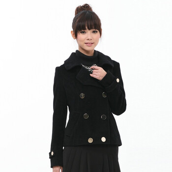 音曲女装 贺新年 冬装新款 时尚气质短款大衣 ECDSW058 黑色 XL