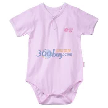 贝贝怡 新生儿纯棉夏装衣服三角哈衣/包屁衣婴儿连体衣 704 淡粉 90码