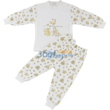 巧尼熊 宝宝服饰 2012春秋款肩开内衣套装 6059 印黄 90码