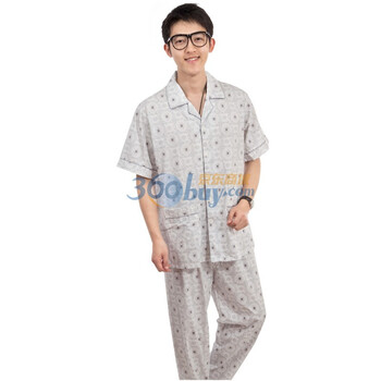 荻嘉茂 时尚舒适纯棉针织家居服套装 41104 灰色 XXL