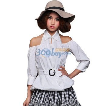 Bessie2012性感露肩时尚衬衣（配腰带）BS12SS031 白色 L(170/88A)