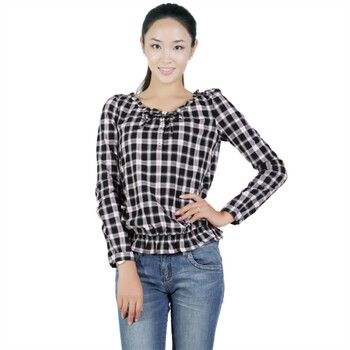 以纯 秋装新款 女装休闲衬衫 11124101 119元 洋红 (品红 玫瑰红) XL