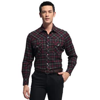 深海deepocean加厚苏格兰格时尚长袖男式衬衫DCX14001LXXL