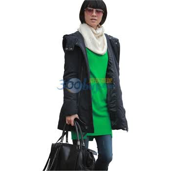 艾米 AMII 修身收腰连帽中长款女装棉衣外套 11120772 黑色 L